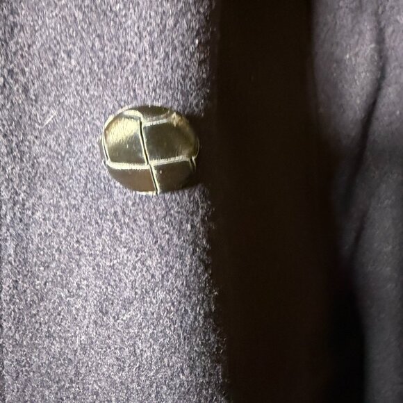 Vintage Authentic macKintosh Vest Wool Coat Navy with Red Leather Buttons Sz 14 - Picture 10 of 12